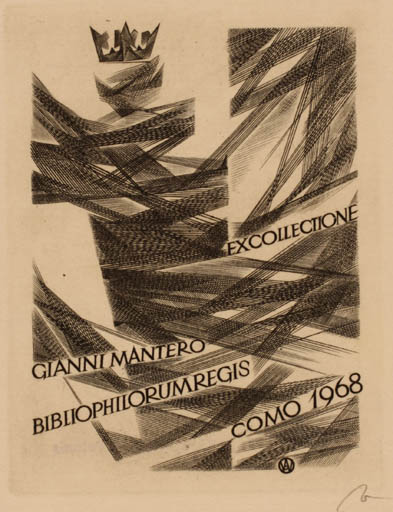 Exlibris by Wojciech Jakubowski from Poland for Gianni Mantero - Abstract 