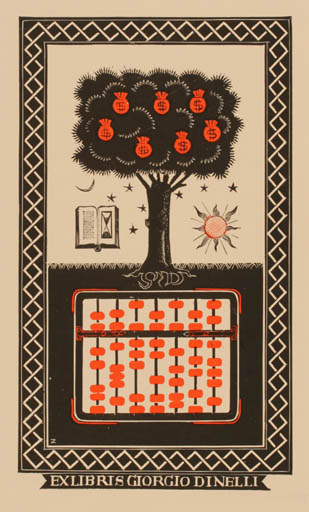 Exlibris by Italo Zetti from Italy for Giorgio Dinelli - Tree 