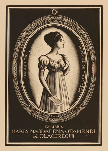 Exlibris by Italo Zetti from Italy for M.M Otamendi De Olaciregui - Woman 