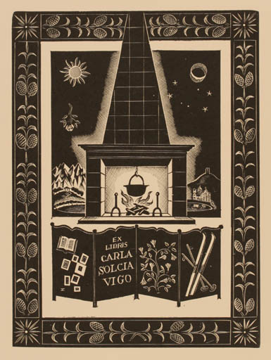 Exlibris by Italo Zetti from Italy for Solcia Carla Vigo - 