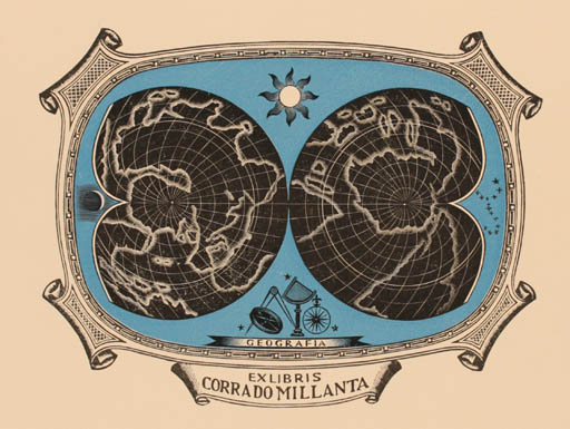 Exlibris by Italo Zetti from Italy for Corrado Millanta - Globe 