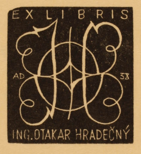 Exlibris by Antonin Dolezal from Czechoslovakia for Ing. Otakar Hradecny - Monogram 