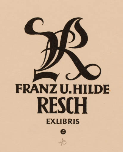 Exlibris by Leopold Feichtinger from Austria for Franz u. Hilde Resch - Monogram 