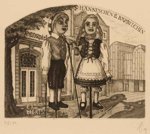 Exlibris by Andreas Raub from Germany for Hannele & Werner Grebe - Theater/Cirkus 