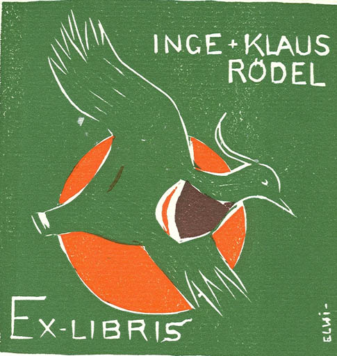 Exlibris by Börge Elwi Carlson from Sweden for Klaus & Inge Rödel - Fauna Bird 