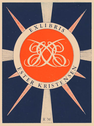 Exlibris by Reinholdt Madsen from Denmark for Ester Kristensen - Monogram 