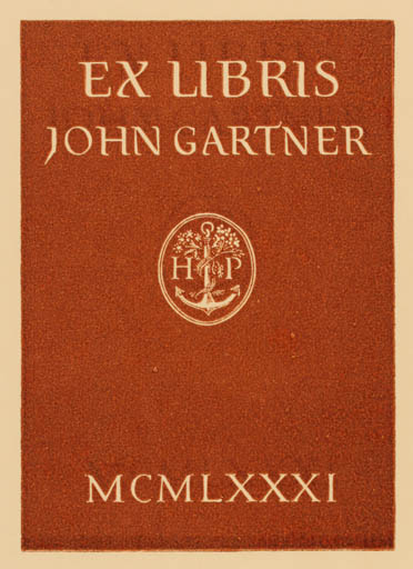 Exlibris by Derek Riley from Great Britain for John Gartner - Text/Writing 