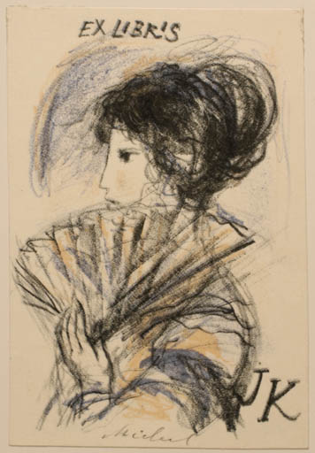 Exlibris by Rastislav Michal from Czech Republic for ? J. K. - Woman Portrait 