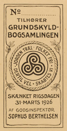 Exlibris by ? ? from Denmark for ? Grundskyldbogsamlingen - 