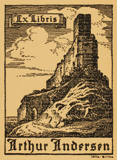 Exlibris by Johannes Britze from Denmark for Arthur Andersen - Ruin 