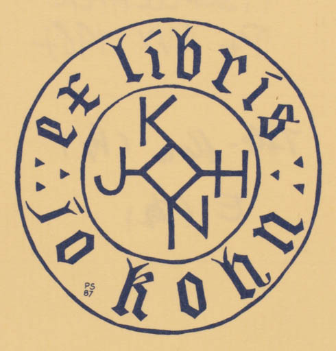 Exlibris by P. Schlechter from Luxembourg for Jo Kohn - Text/Writing 