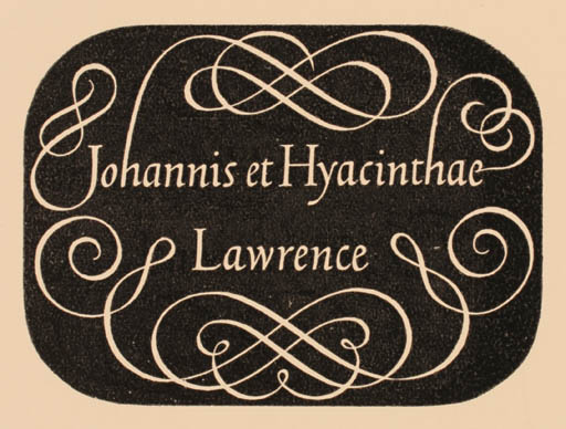 Exlibris by Reynolds Stone from Great Britain for Johannis et Hyacinthae Lawrence - Text/Writing 