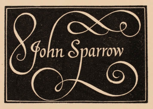 Exlibris by Reynolds Stone from Great Britain for John Sparrow - Text/Writing 