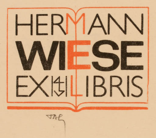 Exlibris by Gerhard Tag from Germany for Dr. Hermann Wiese - Text/Writing 