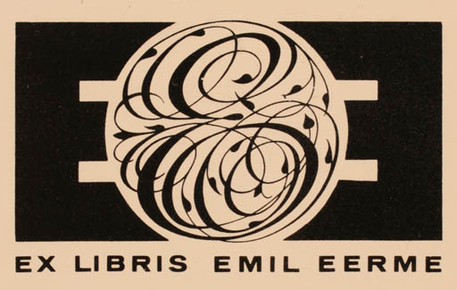 Exlibris by Villu Toots from Estonia for Emil Eerme - Monogram 