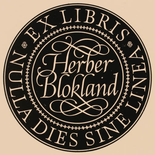 Exlibris by Pieter Wetselaar from Netherland for Herber Blokland - Text/Writing 