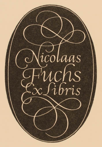 Exlibris by Pieter Wetselaar from Netherland for Nicolaas Fuchs - Text/Writing 