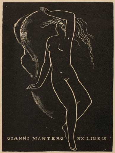 Exlibris by Rastislav Michal from Czech Republic for Gianni Mantero - Woman Nude 
