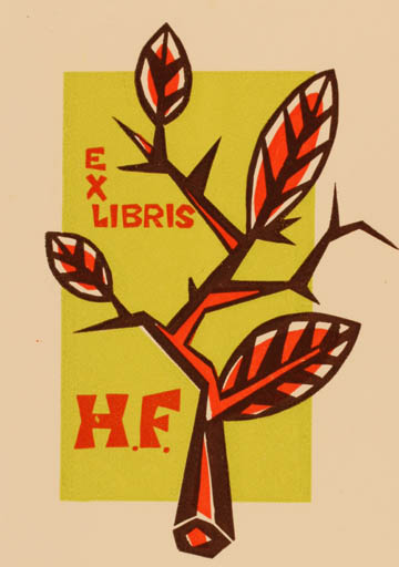 Exlibris by Chr. W. Bauditz from Denmark for Helmer Fogedgaard - Flora 