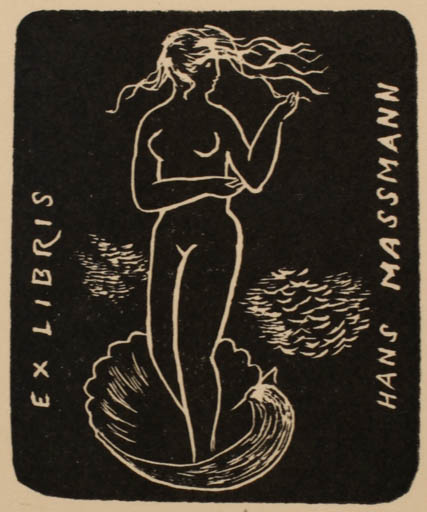 Exlibris by Rastislav Michal from Czech Republic for Hans Massmann - Woman Nude 