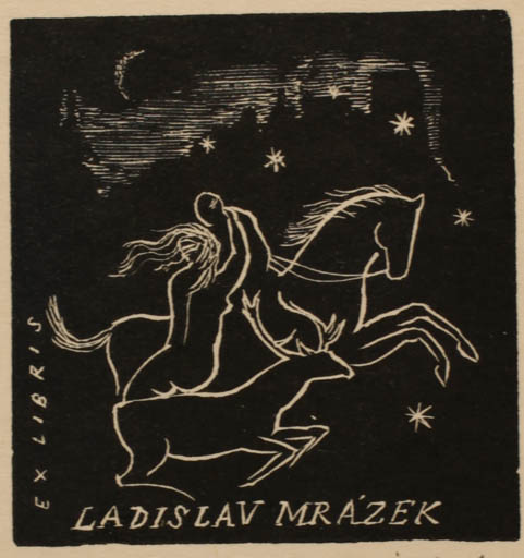 Exlibris by Rastislav Michal from Czech Republic for Ladislav Mrazek - Fauna Horse Couple Romance 