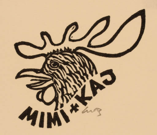 Exlibris by Chr. W. Bauditz from Denmark for ? Mimi og Kaj - 