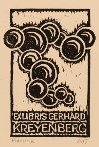 Exlibris by Chr. W. Bauditz from Denmark for Dr. Gerhard Kreyenberg - Abstract 