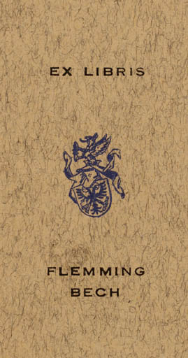 Exlibris by Fritz Kredell from Germany for Flemming Bech - Heraldry 