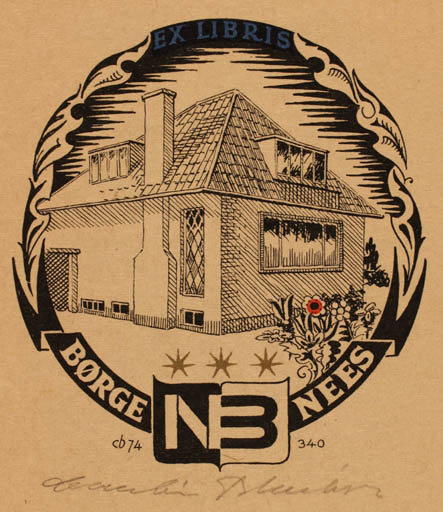Exlibris by Christian Blæsbjerg from Denmark for Børge Nees - Architecture 