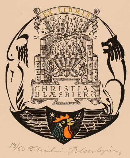 Exlibris by Christian Blæsbjerg from Denmark for Christian Blæsbjerg - Heraldry 