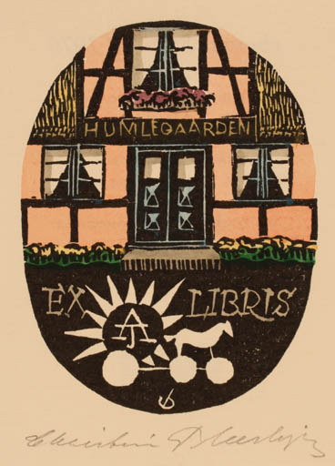 Exlibris by Christian Blæsbjerg from Denmark for Anni Johansen - Architecture 