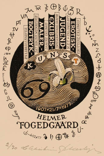 Exlibris by Christian Blæsbjerg from Denmark for Helmer Fogedgaard - Hobby 