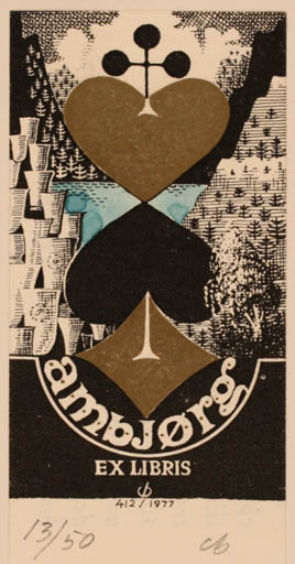 Exlibris by Christian Blæsbjerg from Denmark for Ambjørg Traheim - 