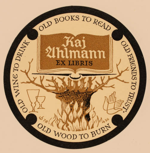 Exlibris by Christian Blæsbjerg from Denmark for Kaj Ahlmann - Book Tree 