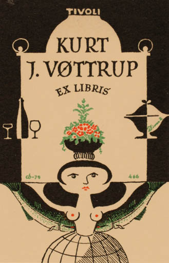 Exlibris by Christian Blæsbjerg from Denmark for Kurt J Vøttrup - Woman Food 