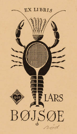 Exlibris by Christian Blæsbjerg from Denmark for Lars Bøjsøe - 