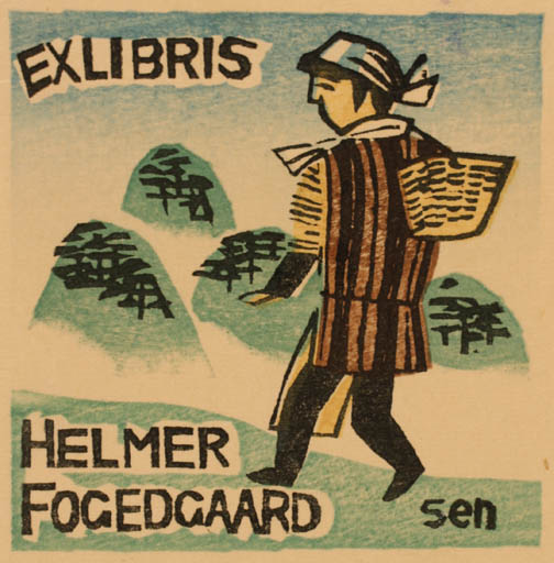 Exlibris by Senpan Maekawa from Japan for Helmer Fogedgaard - Oriental 