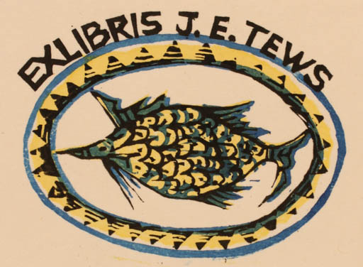 Exlibris by Motoi Yanagida from Japan for Jørgen Tews - Fish 