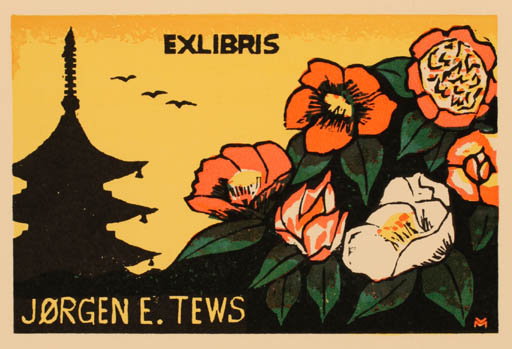 Exlibris by Motoi Yanagida from Japan for Jørgen Tews - Flower Oriental 