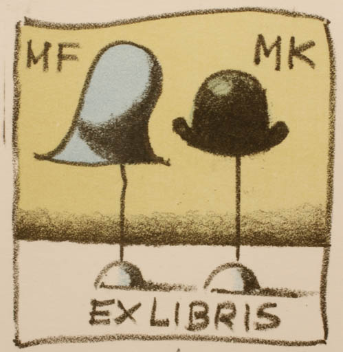 Exlibris by Jindrich Novak from Czech Republic for ? M. F.  M. K. - Couple 