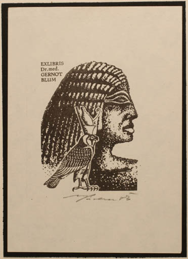 Exlibris by Vladimir Pechar from Czech Republic for Dr. Gernot Blum - Bird Egypt 