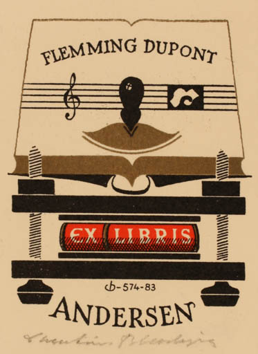 Exlibris by Christian Blæsbjerg from Denmark for Flemming Dupont Andersen - Book 