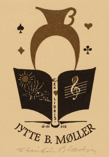 Exlibris by Christian Blæsbjerg from Denmark for Jytte B Møller - Book Music 