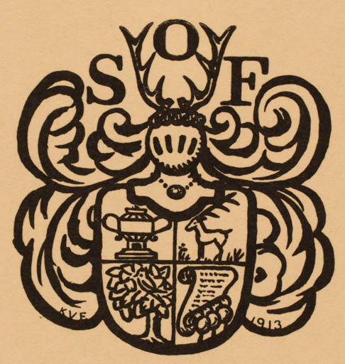 Exlibris by Knud V. Engelhardt from Denmark for S. O Fasting - Heraldry 