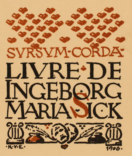 Exlibris by Knud V. Engelhardt from Denmark for Ingeborg Maria Sick - 