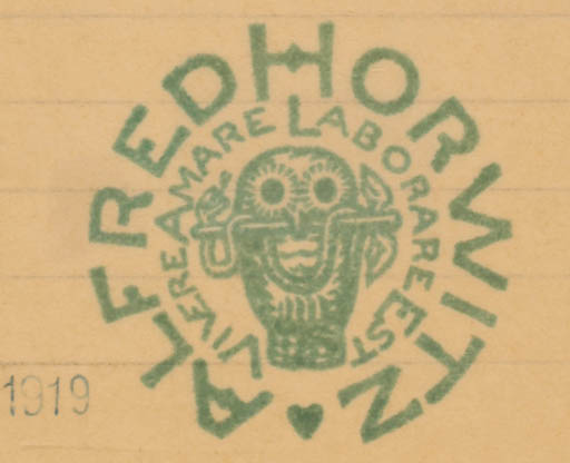 Exlibris by Knud V. Engelhardt from Denmark for Alfred Horwitz - Owl 