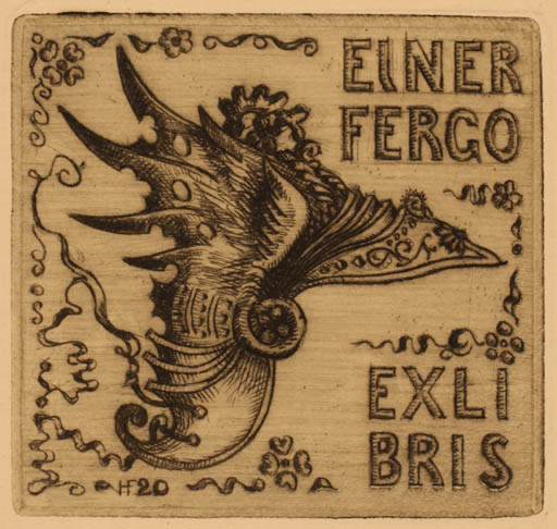 Exlibris by Helge Fergo from Denmark for Einer Fergo - 