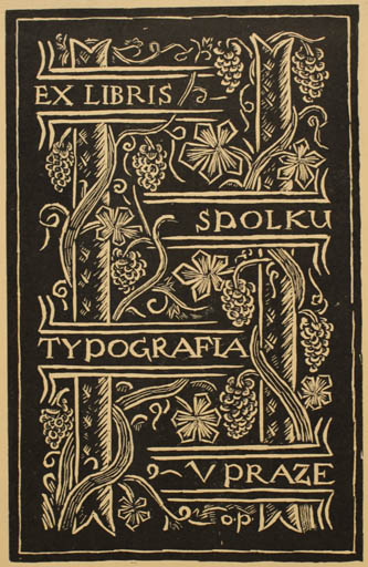 Exlibris by O. Poskocil from Czech Republic for ? Spolka Typografia v Praze - Wine 