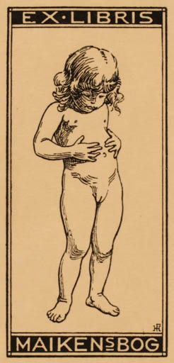 Exlibris by Hans Flygenring from Denmark for Norman Jensen - Child Nude 