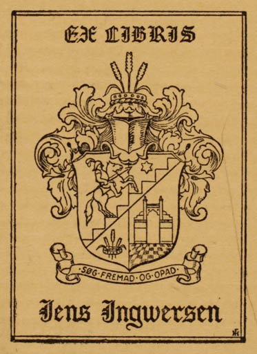 Exlibris by Hans Flygenring from Denmark for Jens Ingwersen - Heraldry 